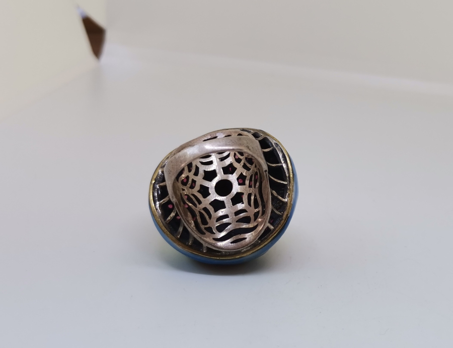 ÖZEL YAPIM BÜYÜK BOY MİNELİ GÜMÜŞ YÜZÜK