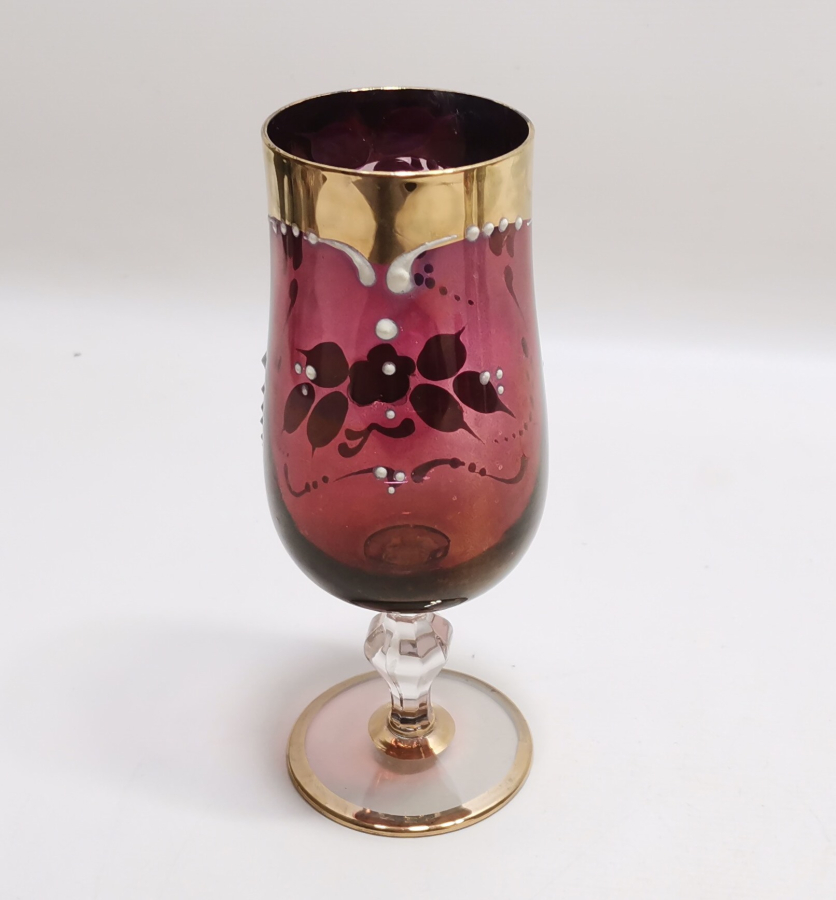 ÜZERİ ALTIN VARAKLI VE MİNE İŞÇİLİKLİ FRANSIZ KADEH