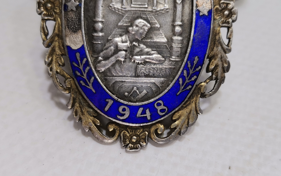 1948 YILI MİNE İŞÇİLİKLİ GÜMÜŞ MASON MADALYASI