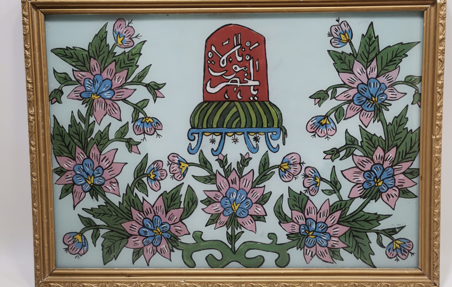 YA HAZRETİ MEVLANA YAZILI ANTİKA CAM ALTI MEVLEVİ HAT LEVHA