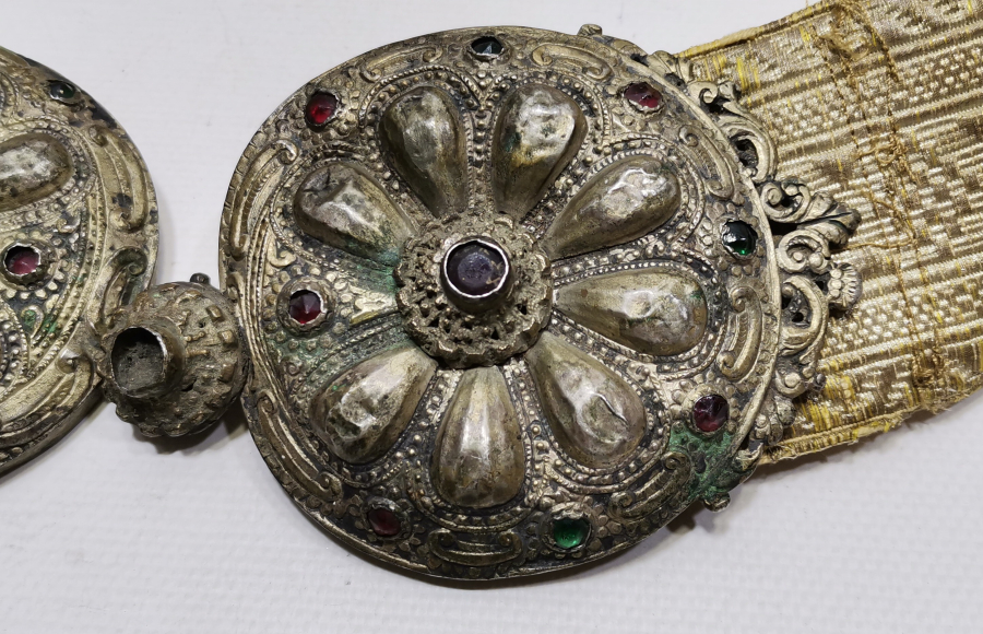 OSMANLI DÖNEMİ GÜMÜŞ SIRMA İŞÇİLİKLİ NADİR GELİN KEMERİ