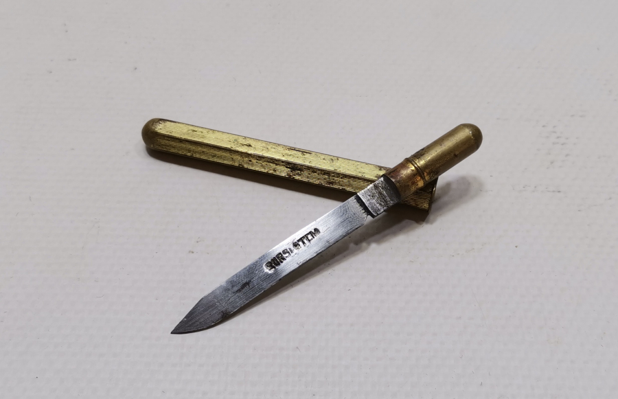 CUMHURİYET BAŞLARI ETEM USTA YAPIMI BURSA İŞİ ÇOK NADİR GİZLİ KALEM BIÇAK