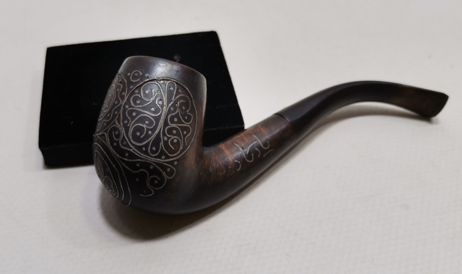 OSMANLI DÖNEMİ AFYON İŞİ GÜMÜŞ ÇAKMA İŞÇİLİKLİ PİPO