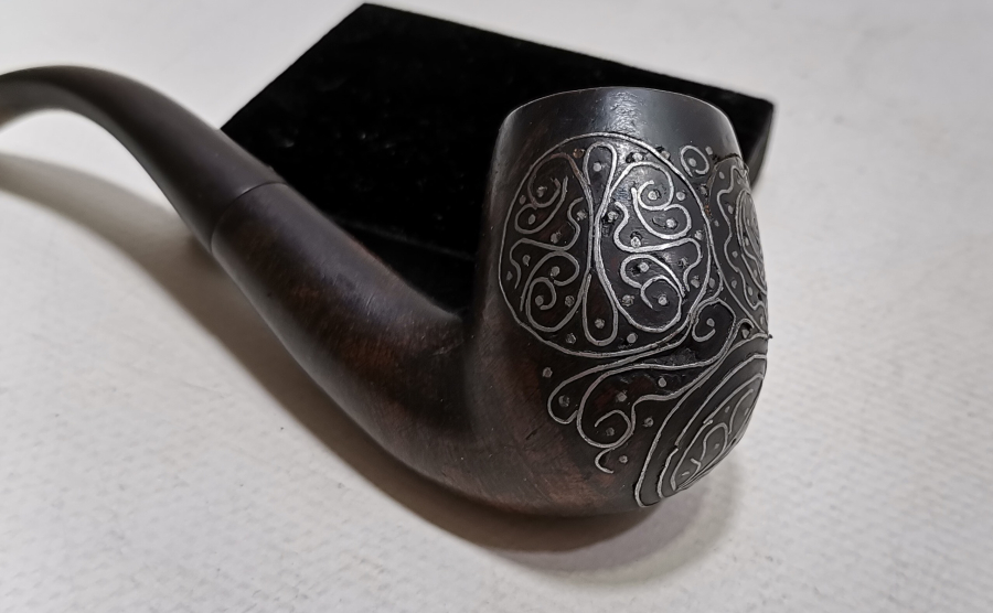 OSMANLI DÖNEMİ AFYON İŞİ GÜMÜŞ ÇAKMA İŞÇİLİKLİ PİPO