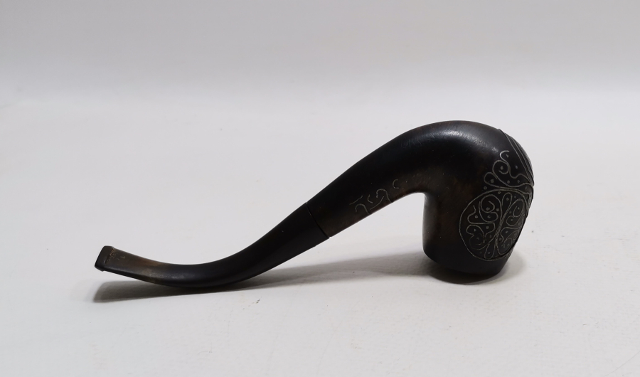 OSMANLI DÖNEMİ AFYON İŞİ GÜMÜŞ ÇAKMA İŞÇİLİKLİ PİPO