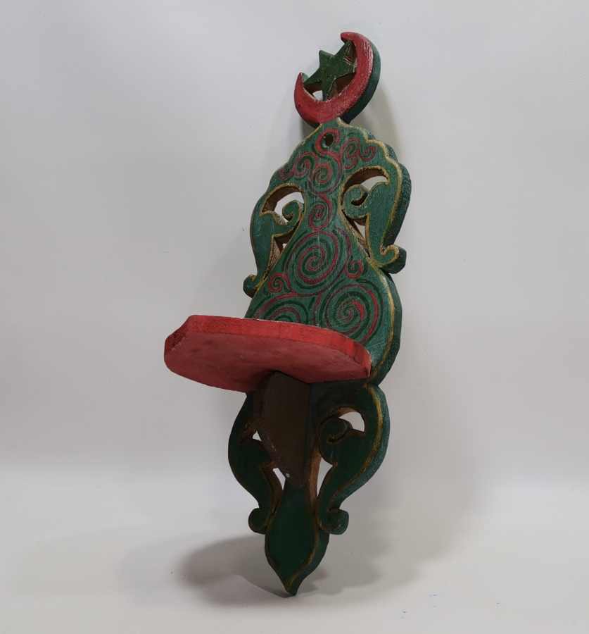 OSMANLI DÖNEMİ KÖK BOYALI VE AY YILDIZLI NADİR AHŞAP LAMBALIK