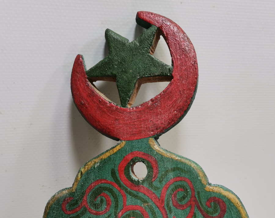 OSMANLI DÖNEMİ KÖK BOYALI VE AY YILDIZLI NADİR AHŞAP LAMBALIK