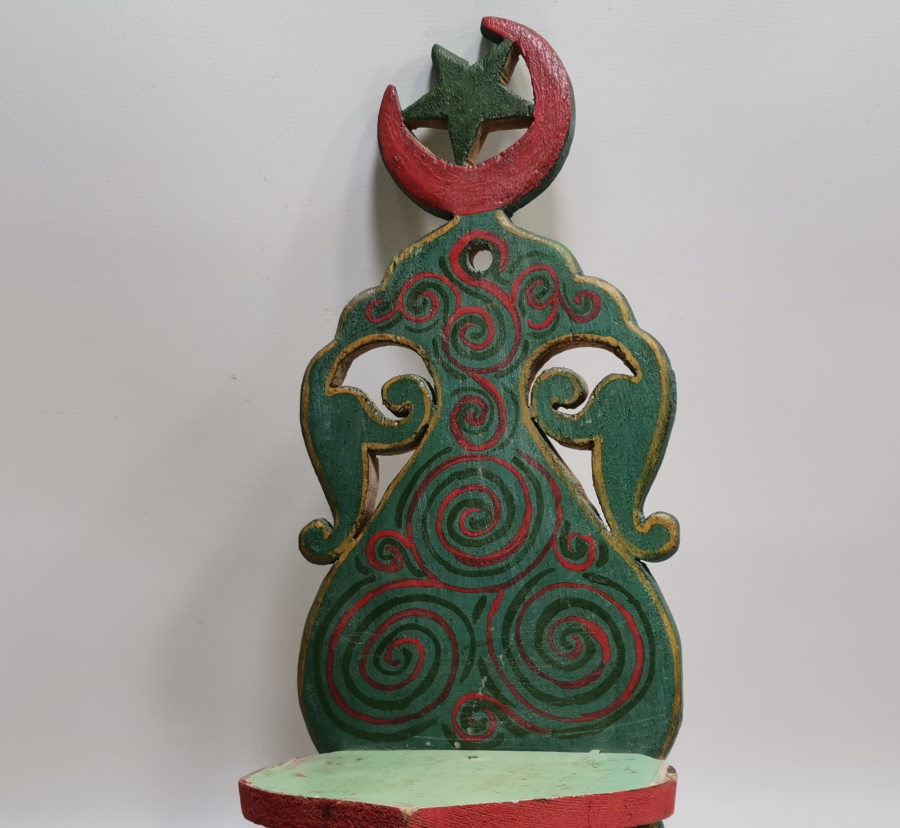 OSMANLI DÖNEMİ KÖK BOYALI VE AY YILDIZLI NADİR AHŞAP LAMBALIK