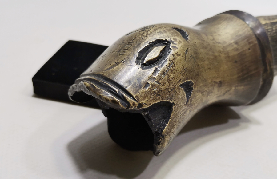 OSMANLI DÖNEMİ NADİR FORMDA ASLAN BAŞLI BRONZ HORHOR