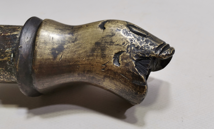 OSMANLI DÖNEMİ NADİR FORMDA ASLAN BAŞLI BRONZ HORHOR