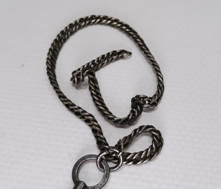 OSMANLI DÖNEMİ ORJİNAL GÜMÜŞ ZİNCİRİ İLE NADİR CEP SAATİ ANAHTARI