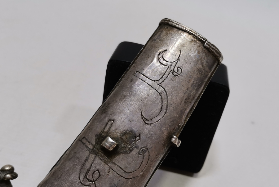 ÜZERİ OSMANLICA YAZILI GÜMÜŞ ŞAŞKA SAPI