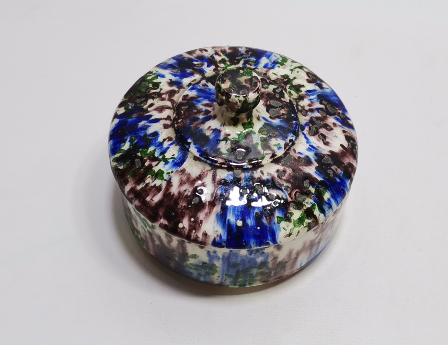 KÜTAHYA İŞİ EL BOYAMA ANTİKA KAPAKLI ŞEKERLİK