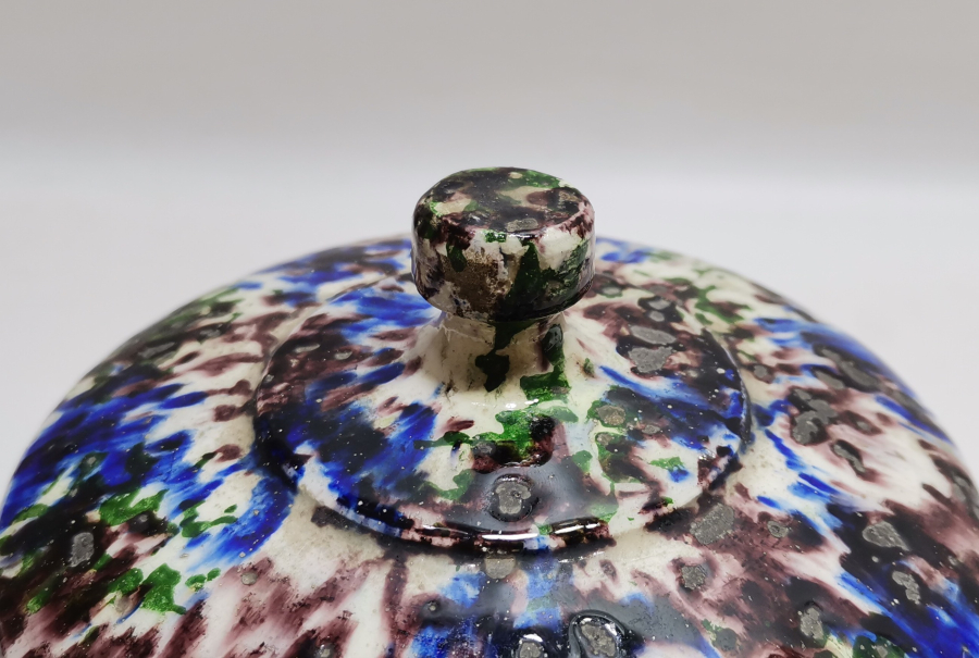 KÜTAHYA İŞİ EL BOYAMA ANTİKA KAPAKLI ŞEKERLİK