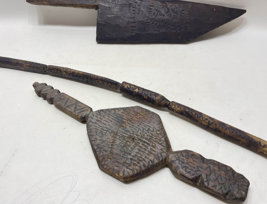 OSMANLI DÖNEMİ AHŞAPTAN MAMUL EL YAPIMI İŞLEMELİ DOKUMA ALETLERİ LOTU