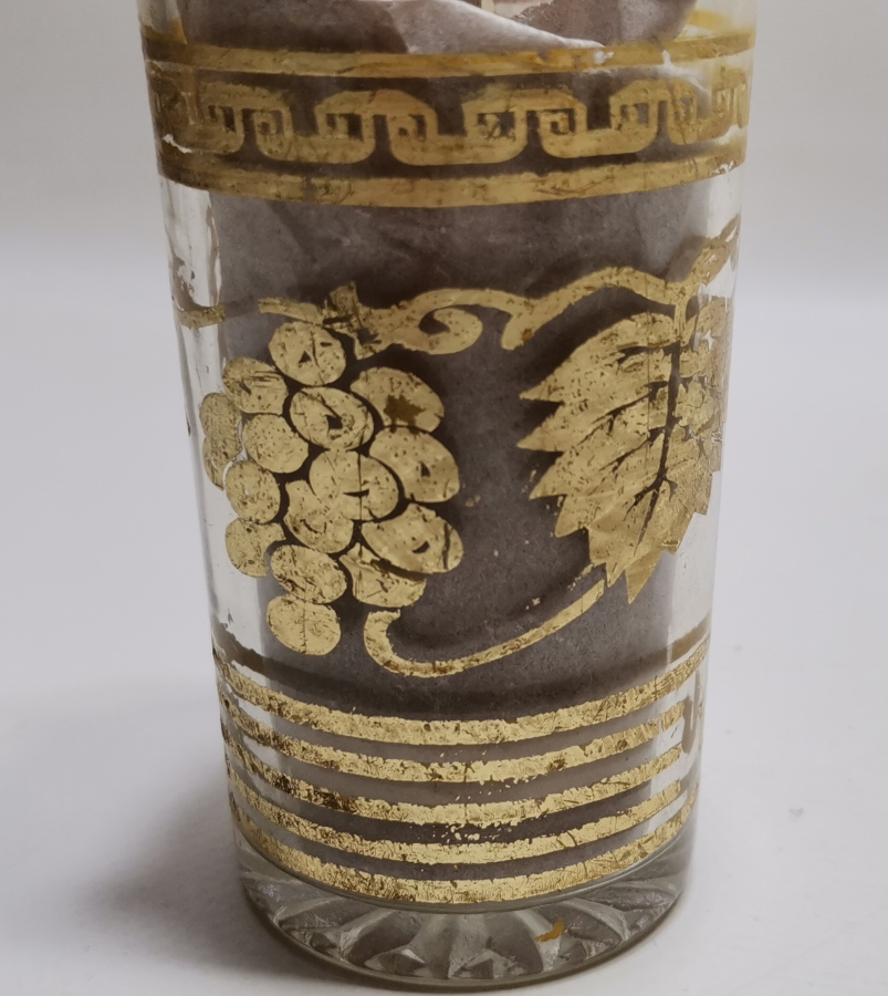 ÜZERİ AYETLİ VE ALTIN VARAKLI ANTİKA ŞERBET BARDAĞI