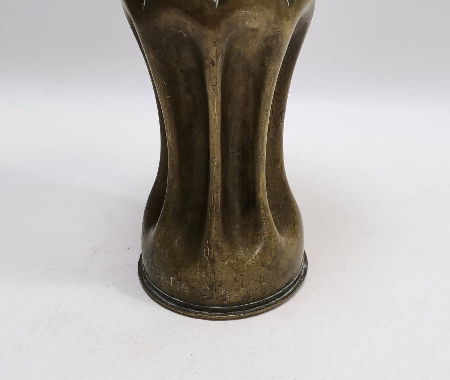 ÜZERİ RUMCA YAZILI 1921 YILI SELANİK HATIRASI NADİR ASKERİ TOP MERMİSİ  KOVANI