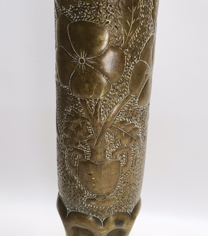 ÜZERİ RUMCA YAZILI 1921 YILI SELANİK HATIRASI NADİR ASKERİ TOP MERMİSİ  KOVANI