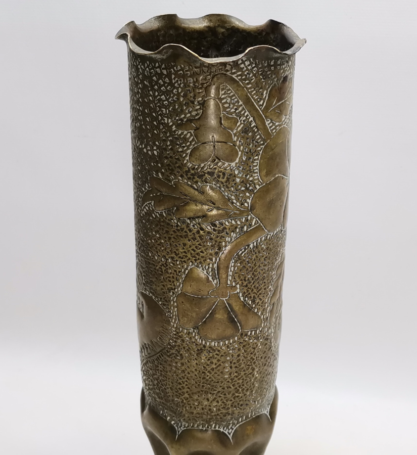 ÜZERİ RUMCA YAZILI 1921 YILI SELANİK HATIRASI NADİR ASKERİ TOP MERMİSİ  KOVANI