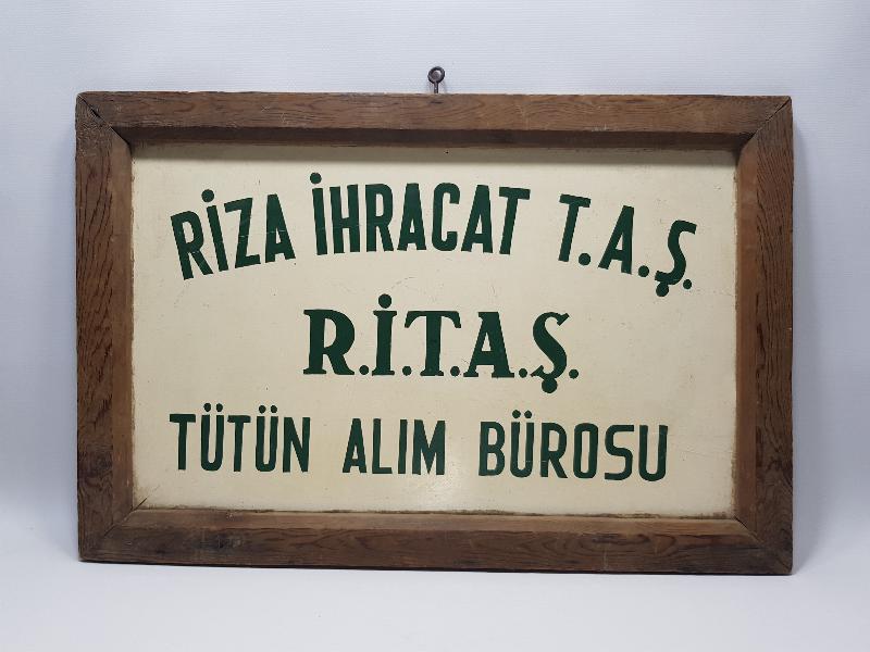 ANTİKA TABELA: RİZA İHRACAT T.A.Ş. RİTAŞ TÜTÜN ALIM BÜROSU