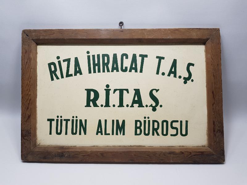 ANTİKA TABELA: RİZA İHRACAT T.A.Ş. RİTAŞ TÜTÜN ALIM BÜROSU
