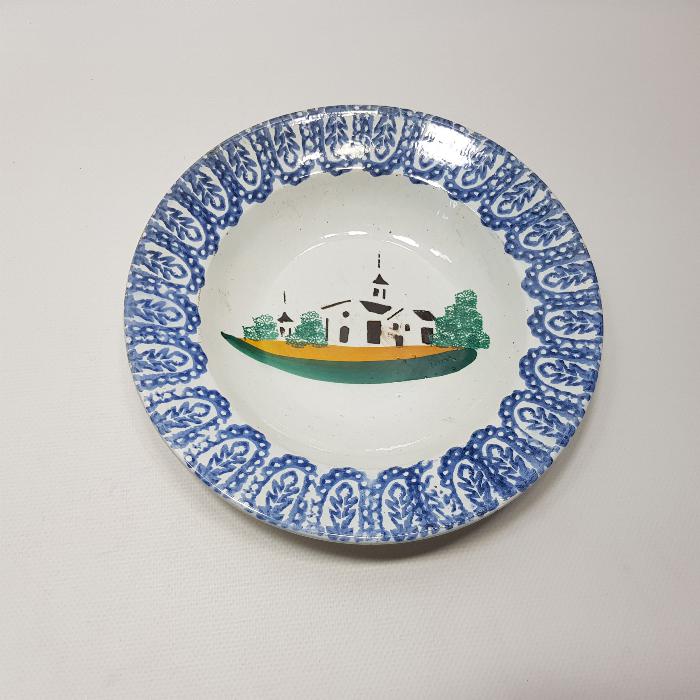 OSMANLI DÖNEMİ EL BOYAMA KİLİSE RESİMLİ PORSELEN TABAK