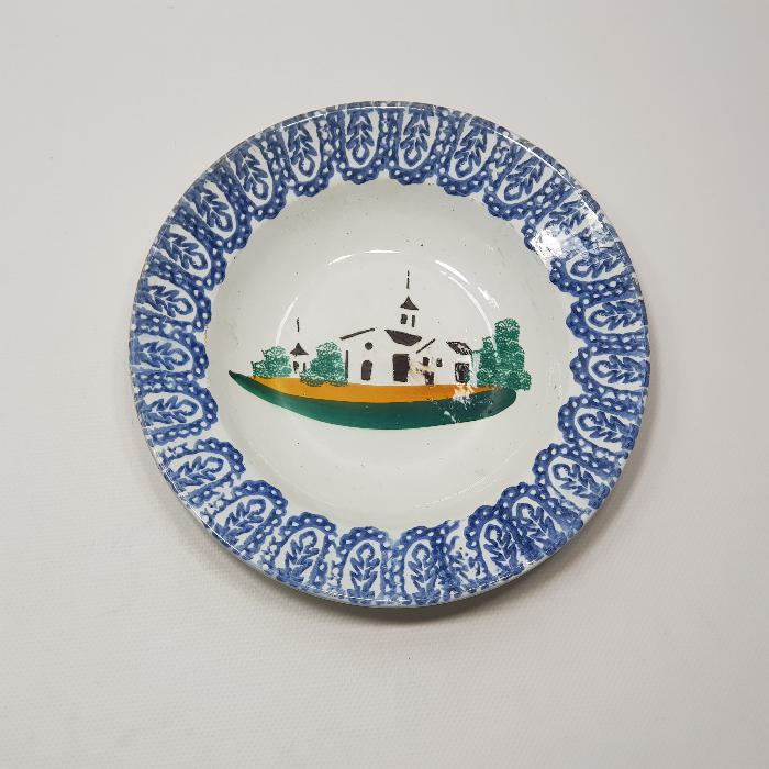 OSMANLI DÖNEMİ EL BOYAMA KİLİSE RESİMLİ PORSELEN TABAK