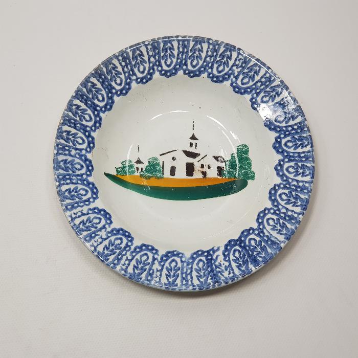 OSMANLI DÖNEMİ EL BOYAMA KİLİSE RESİMLİ PORSELEN TABAK