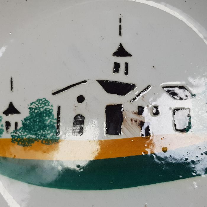 OSMANLI DÖNEMİ EL BOYAMA KİLİSE RESİMLİ PORSELEN TABAK