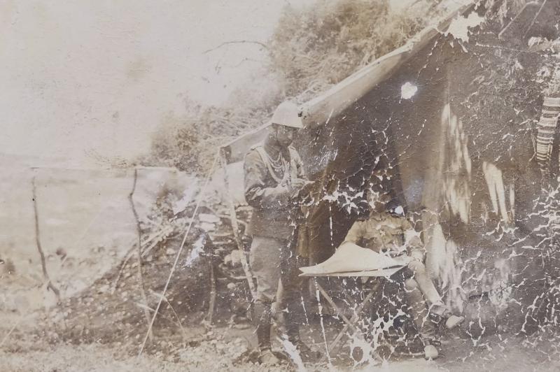 ÇANAKKALE SAVAŞI DÖNEMİ OSMANLI PAŞA VE YAVERİ ÇADIRDA ORJİNAL FOTOĞRAF