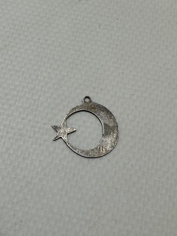 AY YILDIZ FORMLU GÜMÜŞ KOLYE UCU 