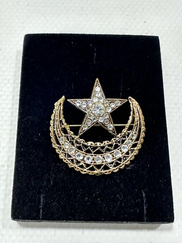 MARKAZİT TAŞLI AY YILDIZ BROŞ