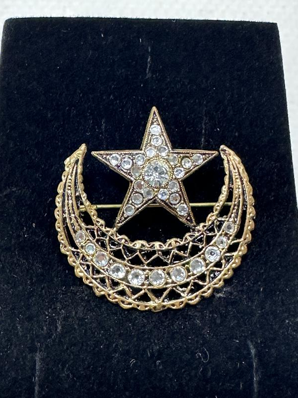 MARKAZİT TAŞLI AY YILDIZ BROŞ