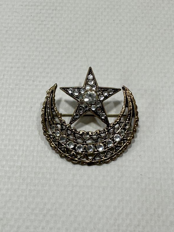 MARKAZİT TAŞLI AY YILDIZ BROŞ