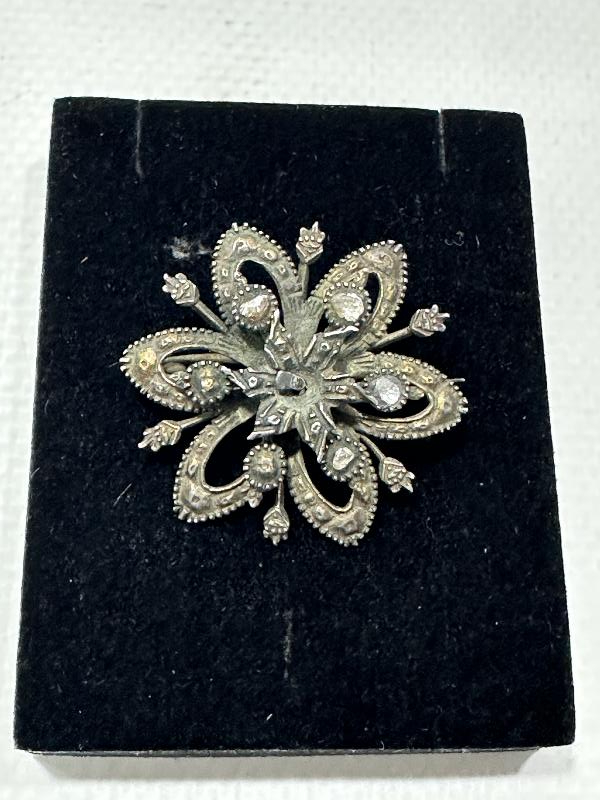 OSMANLI DÖNEMİ ÇİÇEK FORMLU ELMAS BROŞ