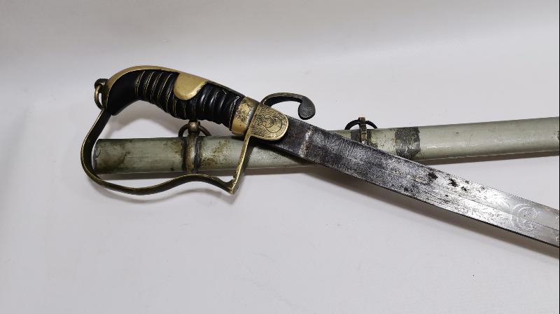 OSMANLI DÖNEMİ ERMENİ USTA VAHRAM TADJIRIAN YAPIMI AY YILDIZLI VE OSMANLICA YAZILI ÇOK NADİR SUBAY KILICI