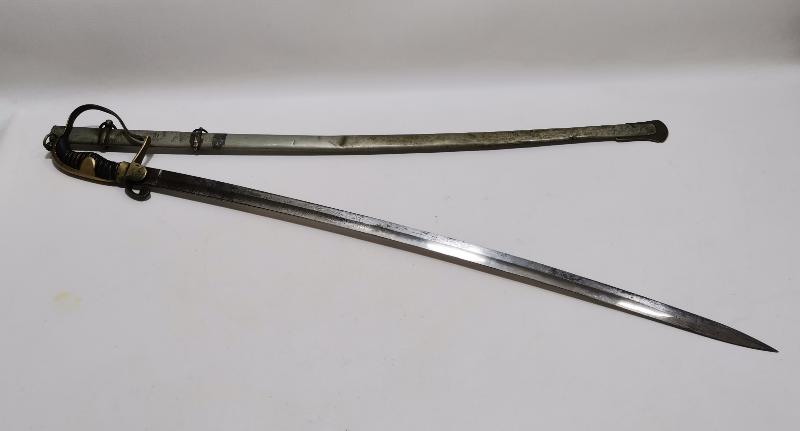 OSMANLI DÖNEMİ ERMENİ USTA VAHRAM TADJIRIAN YAPIMI AY YILDIZLI VE OSMANLICA YAZILI ÇOK NADİR SUBAY KILICI