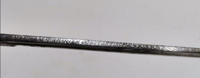 OSMANLI DÖNEMİ ERMENİ USTA VAHRAM TADJIRIAN YAPIMI AY YILDIZLI VE OSMANLICA YAZILI ÇOK NADİR SUBAY KILICI