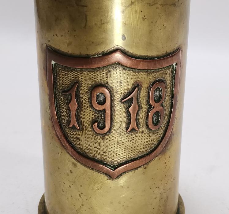 1. DÜNYA SAVAŞI DÖNEMİ HAVAN MERMİ KOVANINDAN YAPILMIŞ 1918 TARİHLİ ÇOK NADİR LAMBA