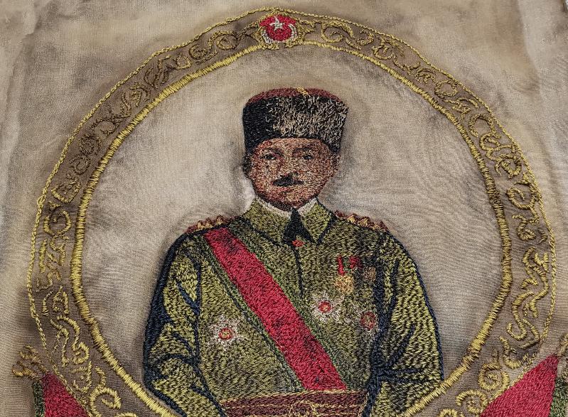 CUMHURİYET İLK DÖNEM ÇOK NADİR EL İŞLEME OSMANLICA YAZILI ATATÜRK PANOSU