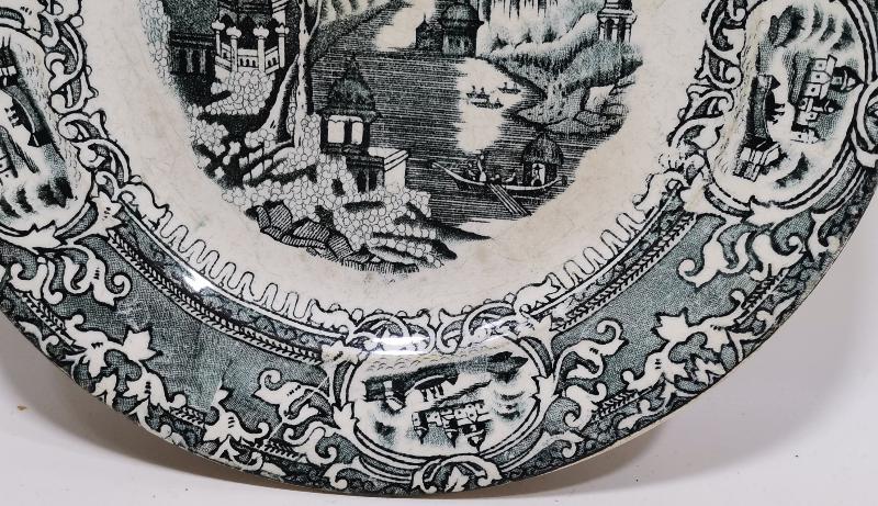 OSMANLI DÖNEMİ BOSPHORUS DAMGALI İSTANBUL BETİMLEMELİ PORSELEN TABAK