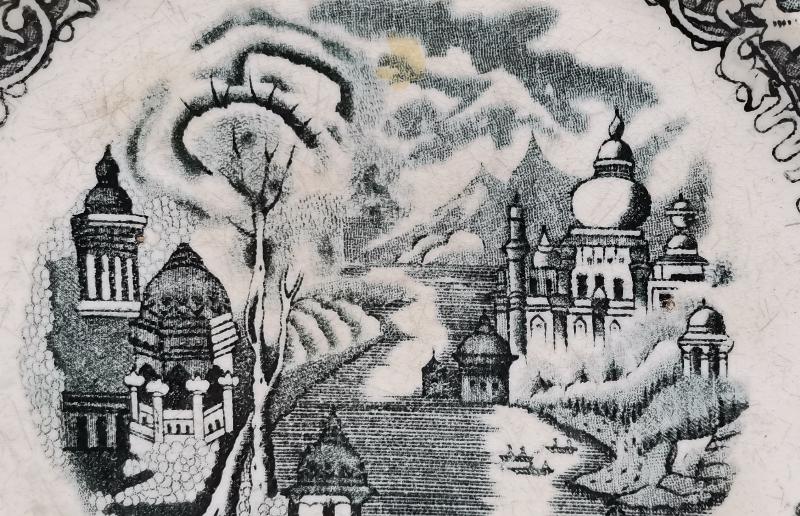 OSMANLI DÖNEMİ BOSPHORUS DAMGALI İSTANBUL BETİMLEMELİ PORSELEN TABAK