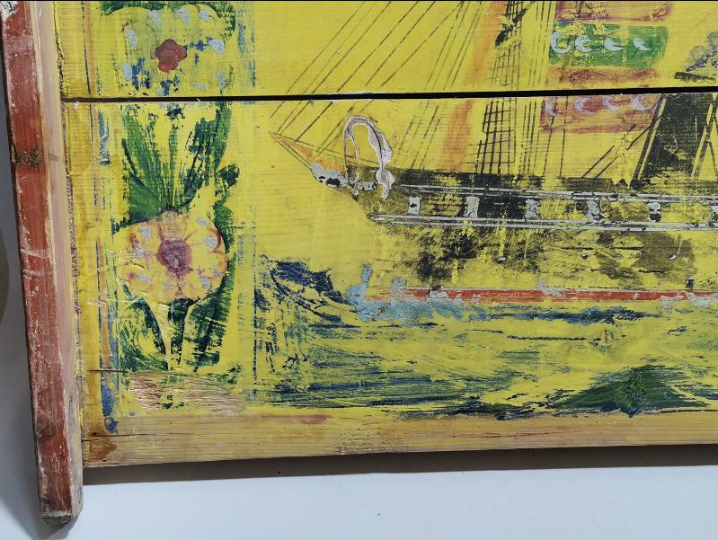 OSMANLI DÖNEMİ ÇOK NADİR BOL BAYRAKLI GEMİLİ SANDIK KAPAĞI