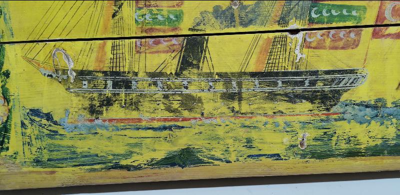 OSMANLI DÖNEMİ ÇOK NADİR BOL BAYRAKLI GEMİLİ SANDIK KAPAĞI