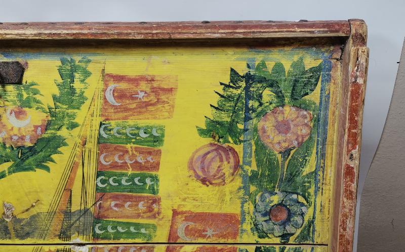 OSMANLI DÖNEMİ ÇOK NADİR BOL BAYRAKLI GEMİLİ SANDIK KAPAĞI