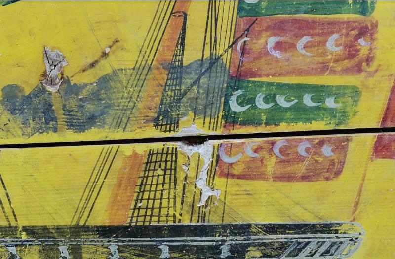 OSMANLI DÖNEMİ ÇOK NADİR BOL BAYRAKLI GEMİLİ SANDIK KAPAĞI