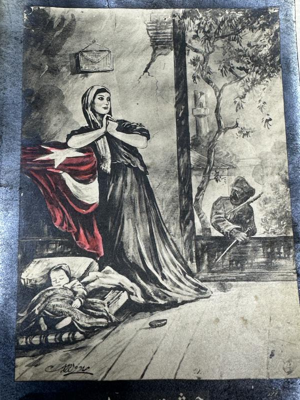 KURTULUŞ SAVAŞI DÖNEMİ YUNAN MEZALİMİNİ GÖSTERİR PROPAGANDA KARTPOSTALI