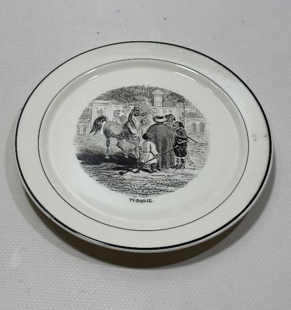 OSMANLI DÖNEMİ TURQUIE YAZILI İSTANBUL'DA SOSYAL YAŞAM KONULU PORSELEN TABAK 