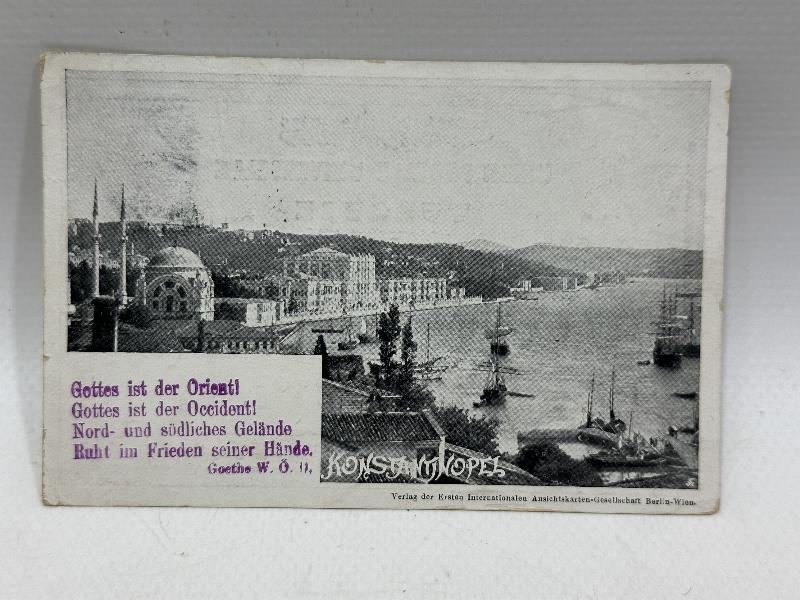 1. DÜNYA SAVAŞI İTTİFAK KONULU İSTANBUL RESİMLİ NADİR 1918 PG KARTPOSTAL