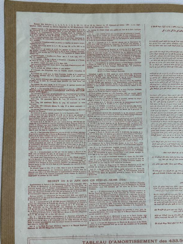 1906 TARİHLİ ÇOK NADİR OSMANLI DUYUNU UMUMİYE TAHVİLİ HİSSE SENEDİ